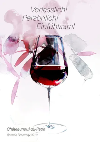 Glass of red wine with watercolor floral accents