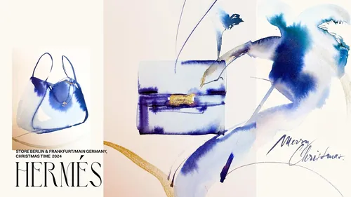 Illustration of blue handbags and flowers by Petra Dufkova