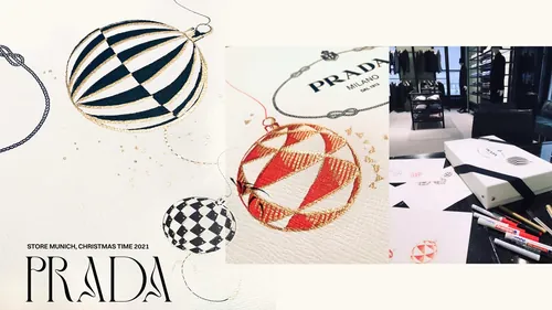 Prada Christmas ornament sketches and design materials by Petra Dufkova
