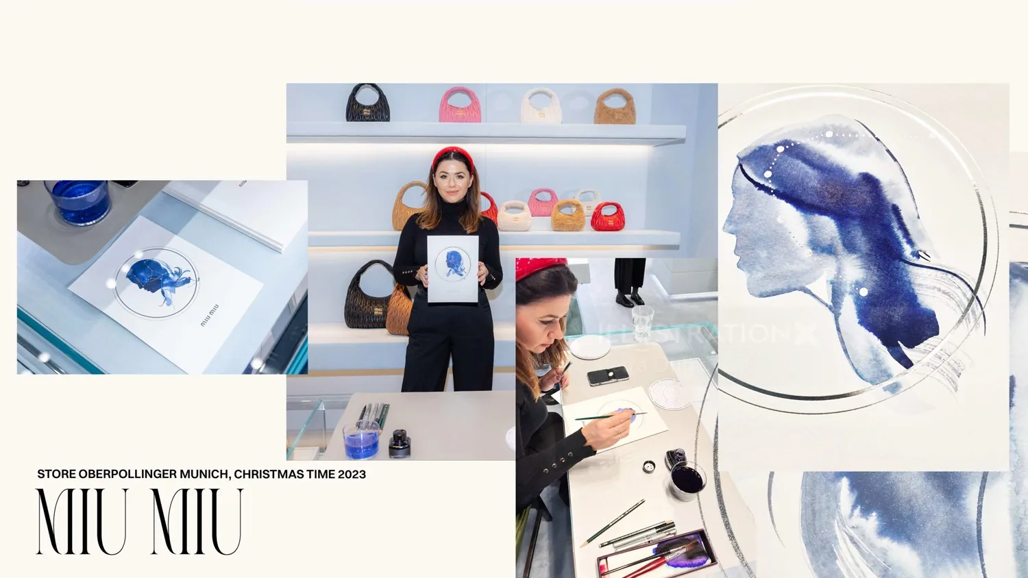 Miu Miu store opening with handbags and artwork by Petra Dufkova