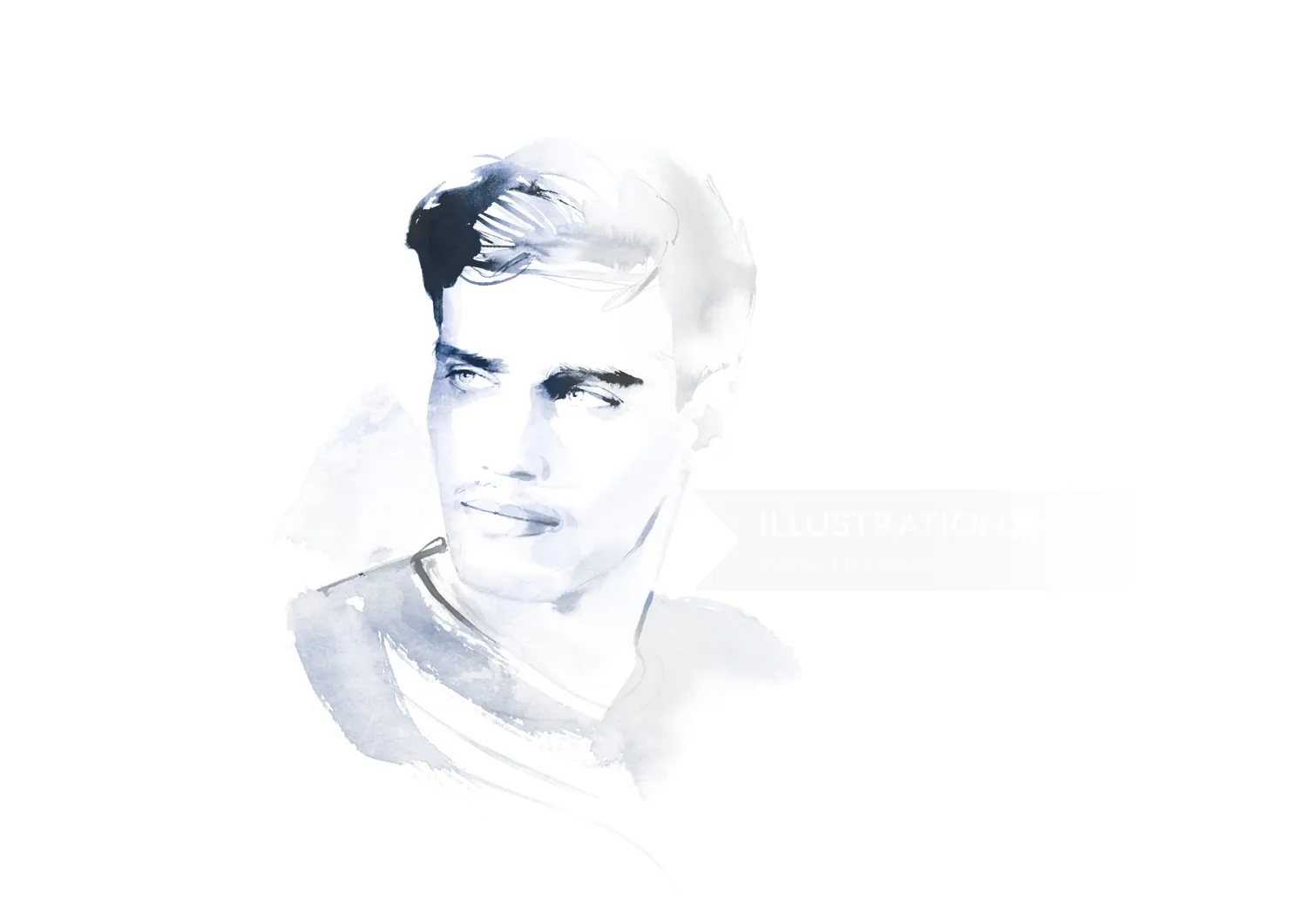 Monochrome portrait of a young man looking sideways by Petra Dufkova