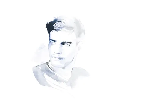 Monochrome portrait of a young man looking sideways by Petra Dufkova