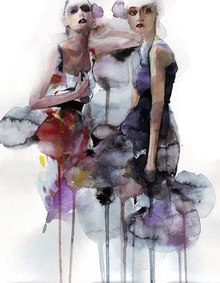 Women fashion,  brush stroke illustration