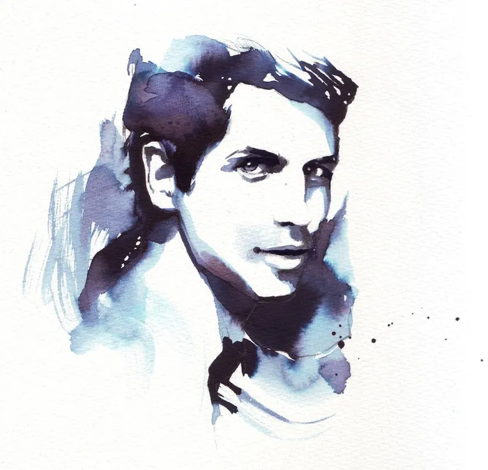 Watercolor portrait of man