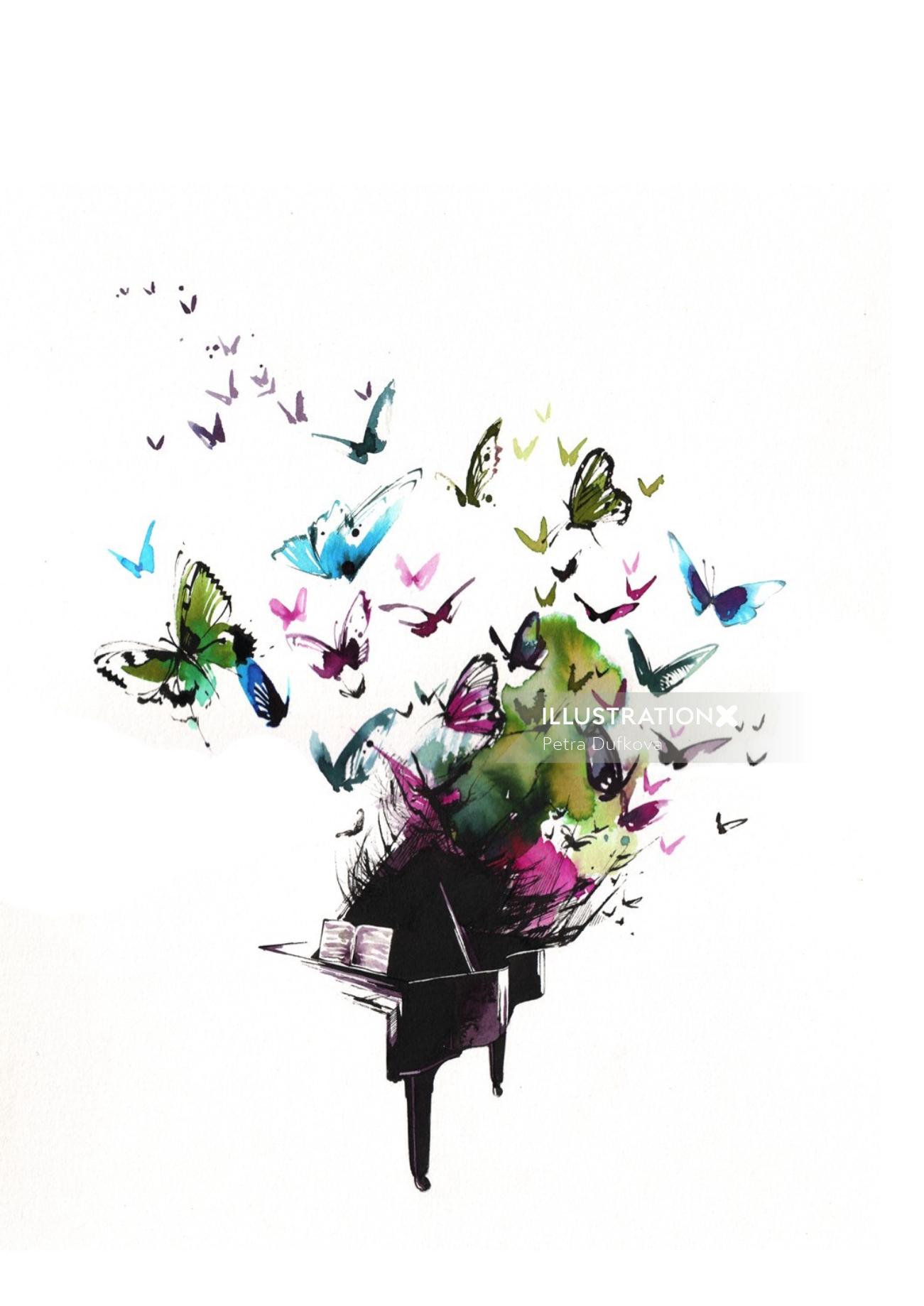 illustration de papillon aquarelle