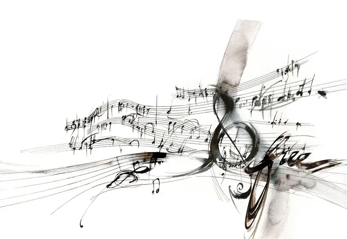 Line illustration of music notes