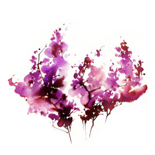 ゆるやかな自然のピンクの花のイラスト

