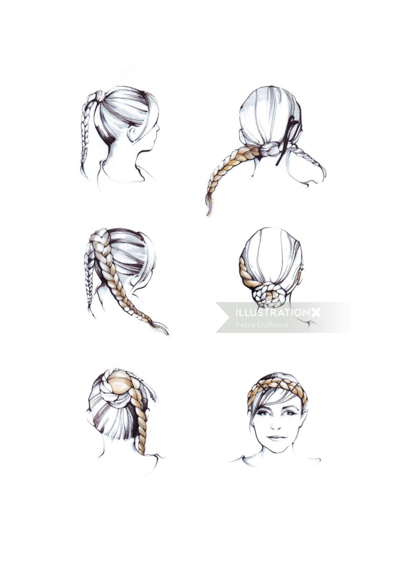 Ilustração de moda de mulher com cabelo comprido