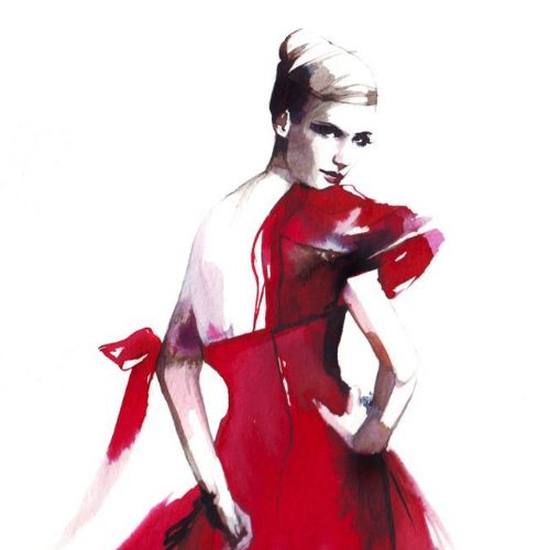 Fashion dress woman in red frock
