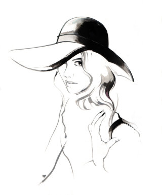 Illustration de mode d&#39;une femme avec un chapeau
