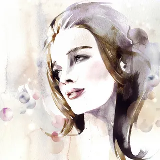 Fashion illustration of smiling woman
