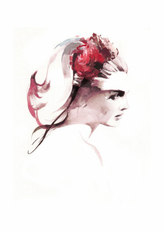 Ilustração de beleza de uma mulher com flores