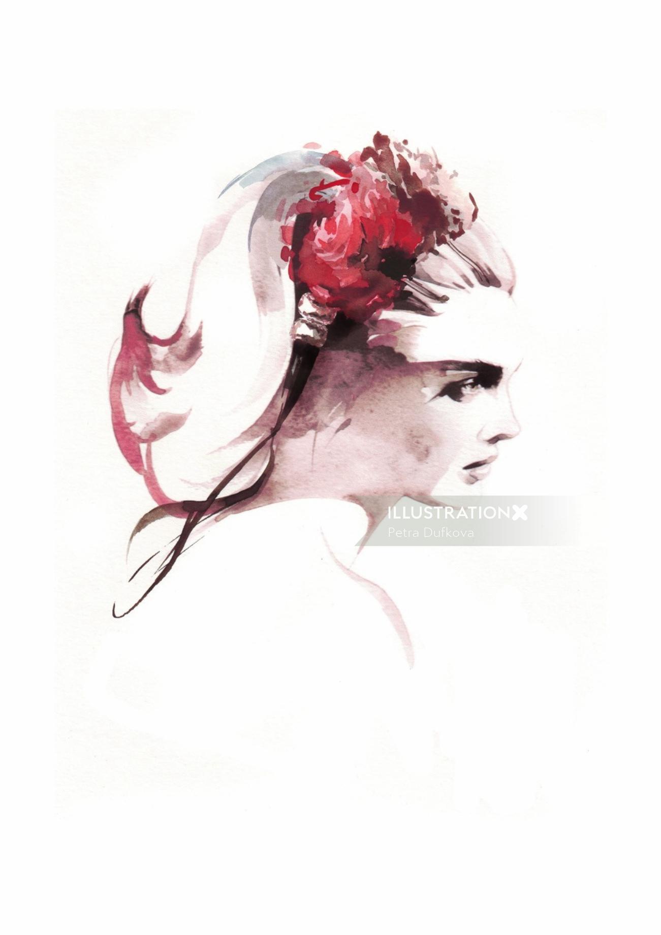 Illustration de beauté de personnes d&#39;une femme avec des fleurs