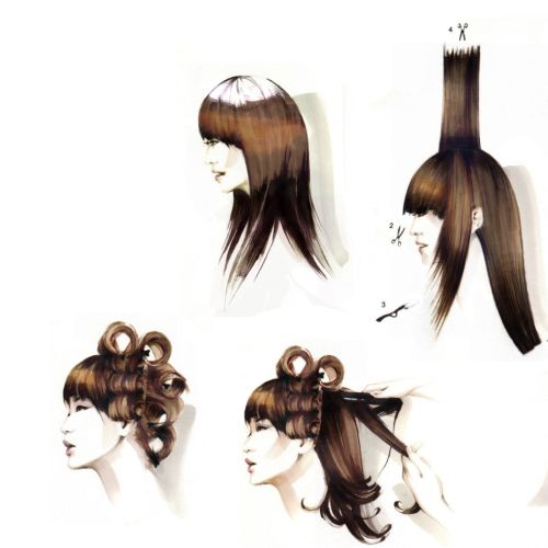 Illustration of girl doing hair style
