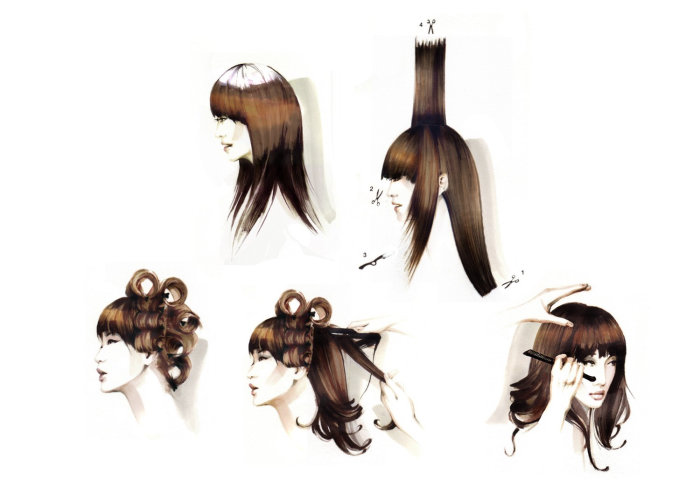 Illustration of girl doing hair style