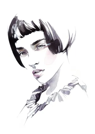 美女模特插画
