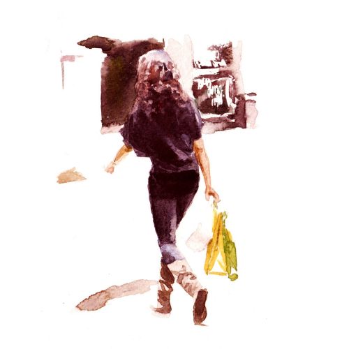 Woman walking away illustration