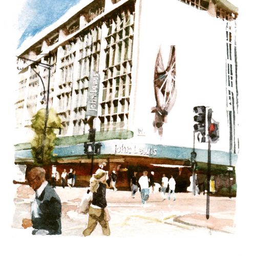 John Lewis, Oxford Street - An illustration by Philip Bannister