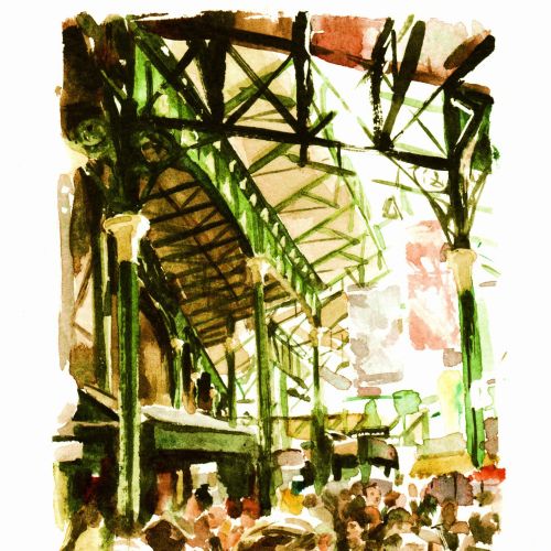 Borough market illustration by Philip Bannister