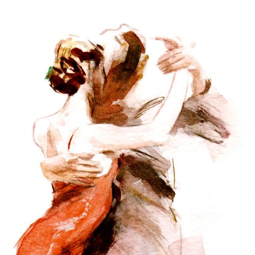 Tango dancers illustration by Philip Bannister