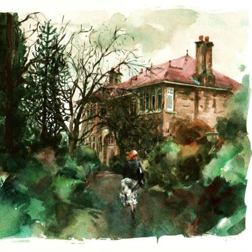 Edwardian style house - Architectural water colour illustration 