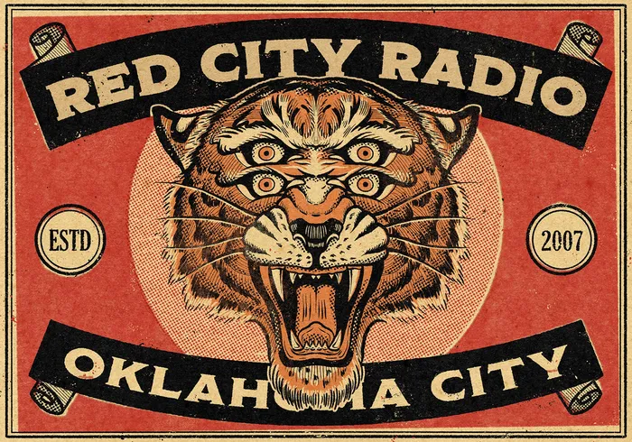 摇滚乐队“Red City Radio”的火柴盒主题海报