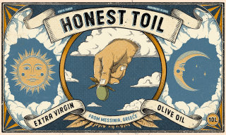 Diseño de envase de contenedor de 10L para aceite de oliva Honest Toil