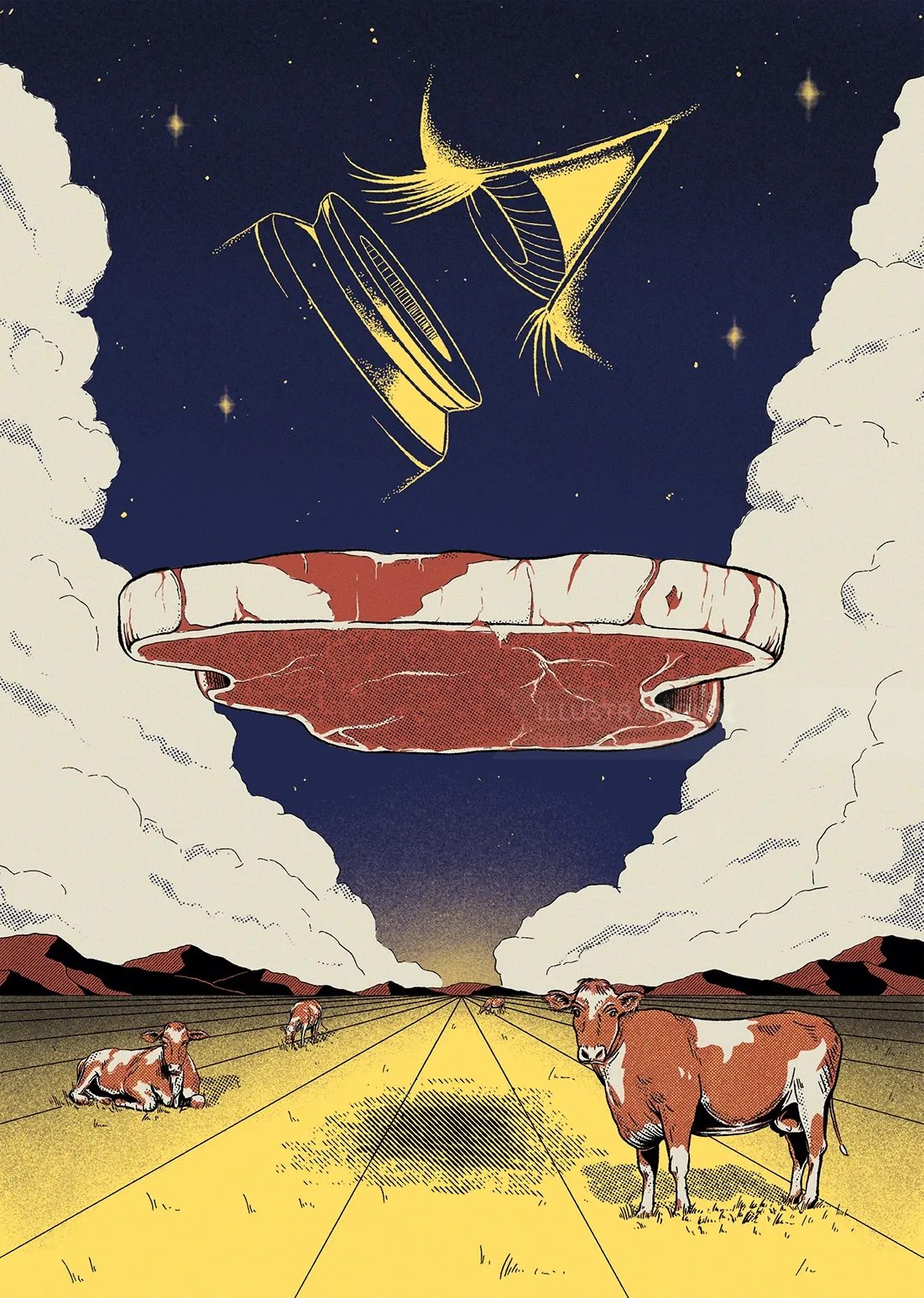 Filete enviado desde una nave espacial sobre vacas por Philipp Beck