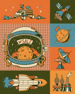 Editorial illustration for Deseret News on space ownership