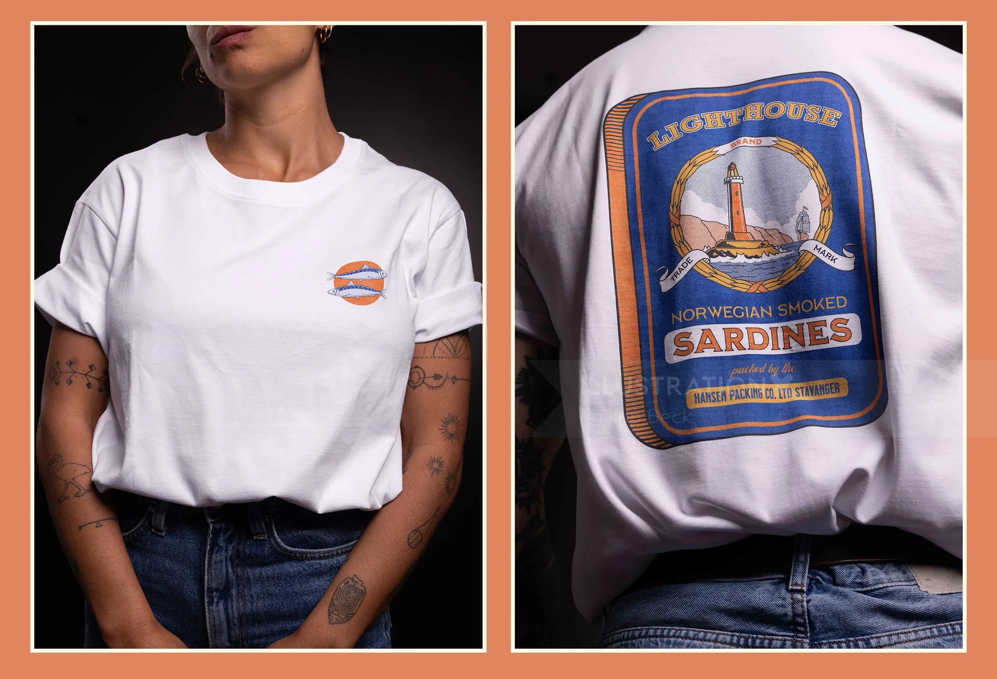 T-shirt with vintage sardine can design by Philipp Beck