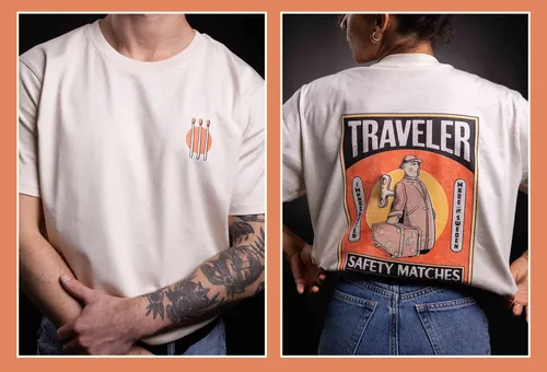 T-shirt with Goldmund Supply matchbox design by Philipp Beck