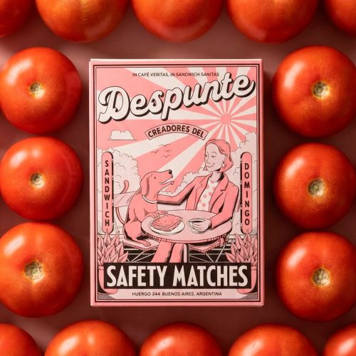 Vintage Despute safety matches box surrounded by ripe red tomatoes by Philipp Beck