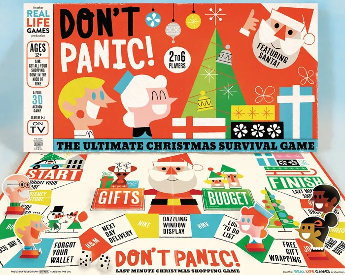 Don't Panic! Christmas survival board game with Santa and festive elements, by Pintachan
