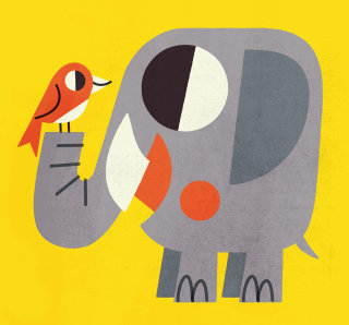 Elephant and bird graphic art