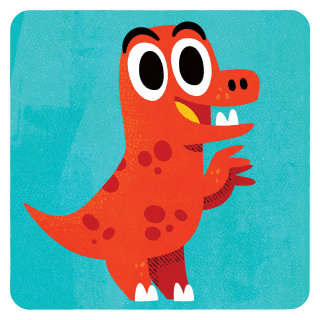 Ilustración de dinosaurio rojo de Pintachan
