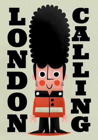 Ilustração de letras London Calling por Pintachan 