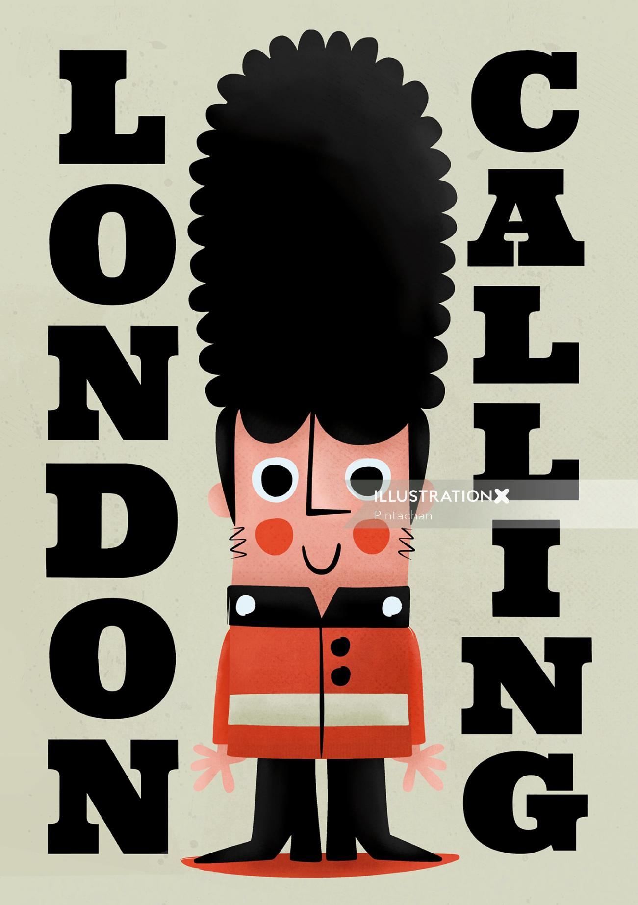 Ilustração London Calling lettering de Pintachan