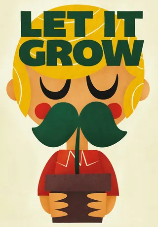 Let it grow lettering with mustache man 