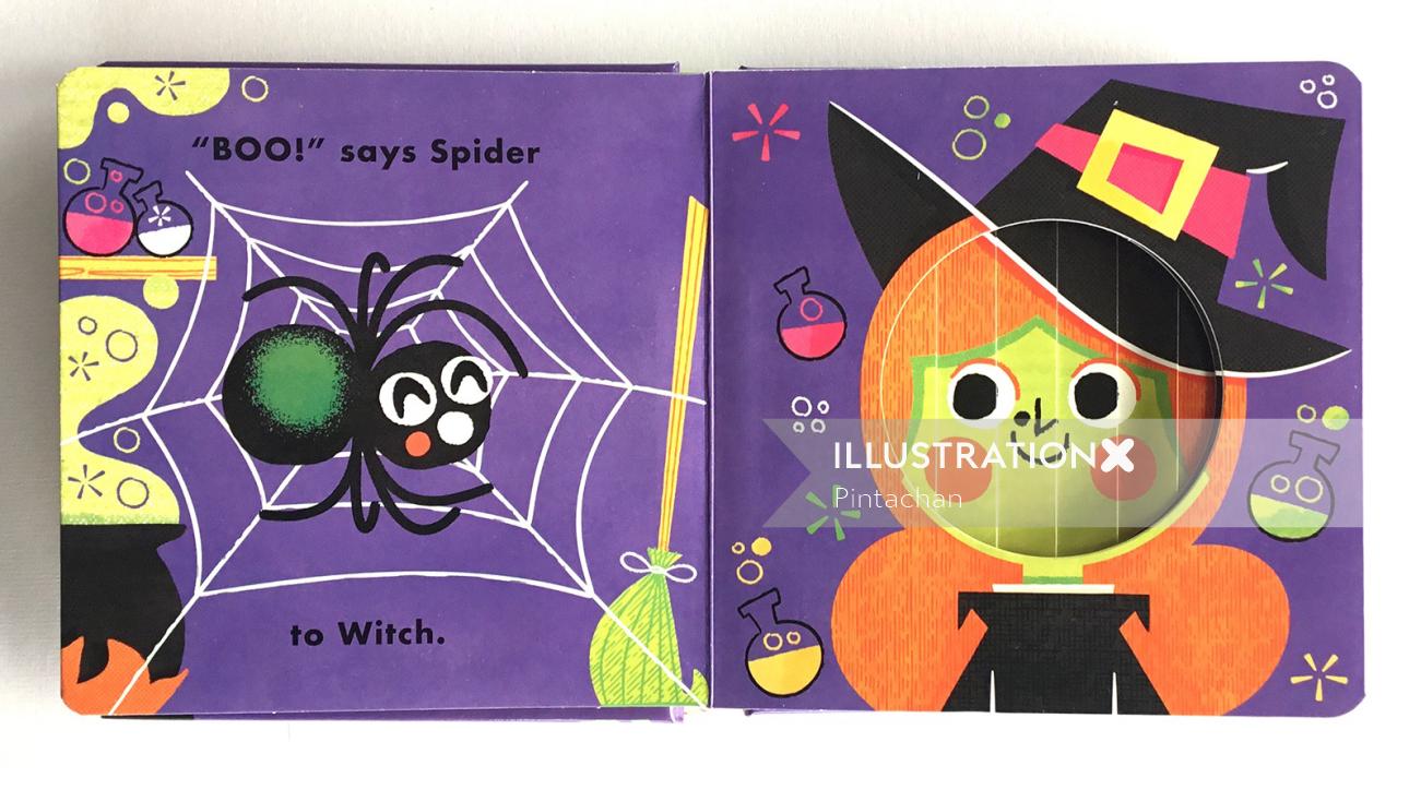 Capa de livro ilustrada aranha
