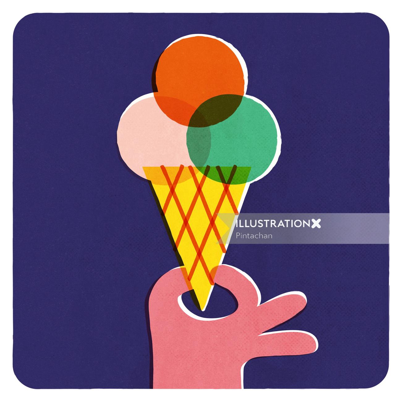 Ilustração de pop de casquinha de sorvete