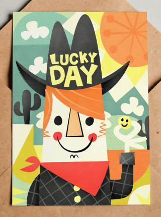 Diseño de personajes retro de Lucky Day.