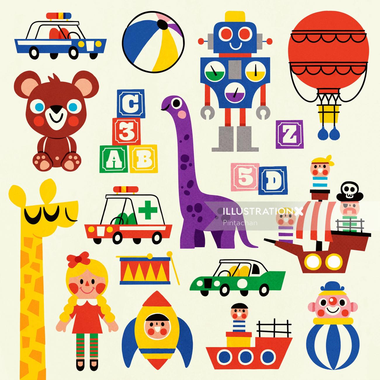 Ilustração do ícone de brinquedos infantis