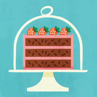 Design gráfico de bolo de morango 