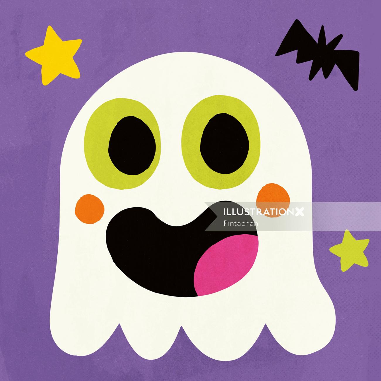 Personagem de desenho animado fantasma de Halloween