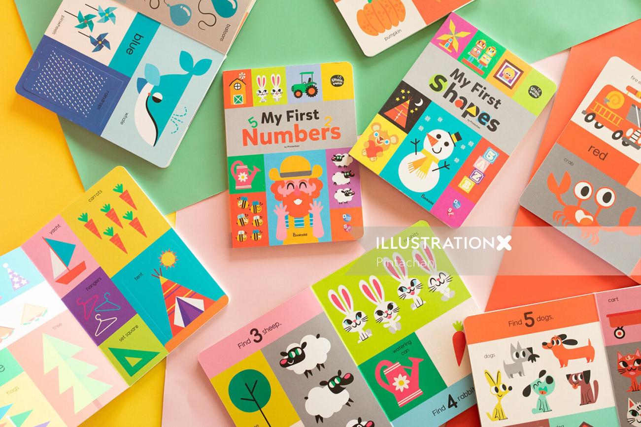 Kid's my first number and shape board books illustration
