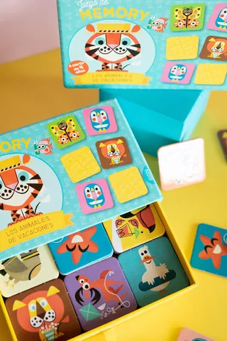 Colorful animal memory game tiles by Pintachan with tiger and other animal illustrations