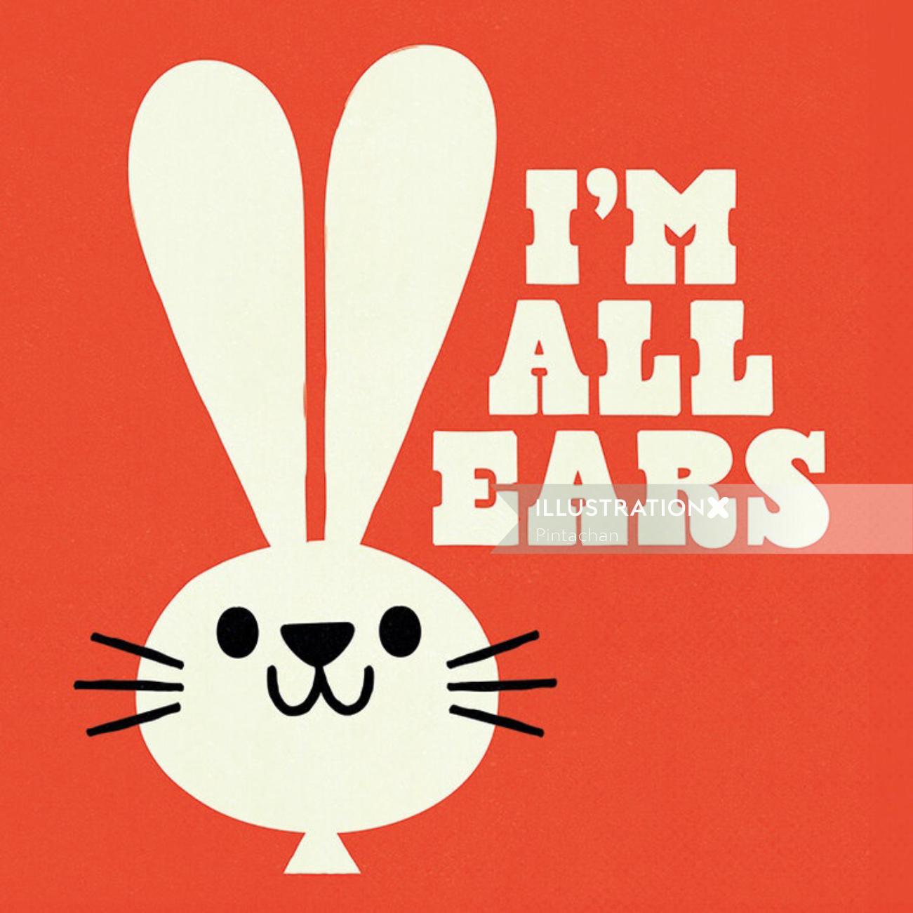 Ilustração de letras de I&#39;m ALL EARS