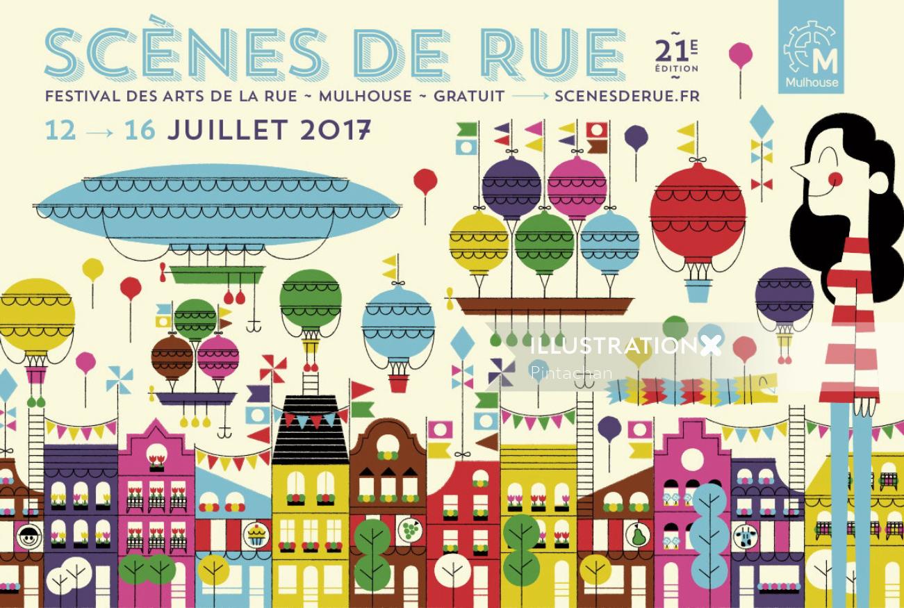 Mulhouse Scenes De Rue poster design