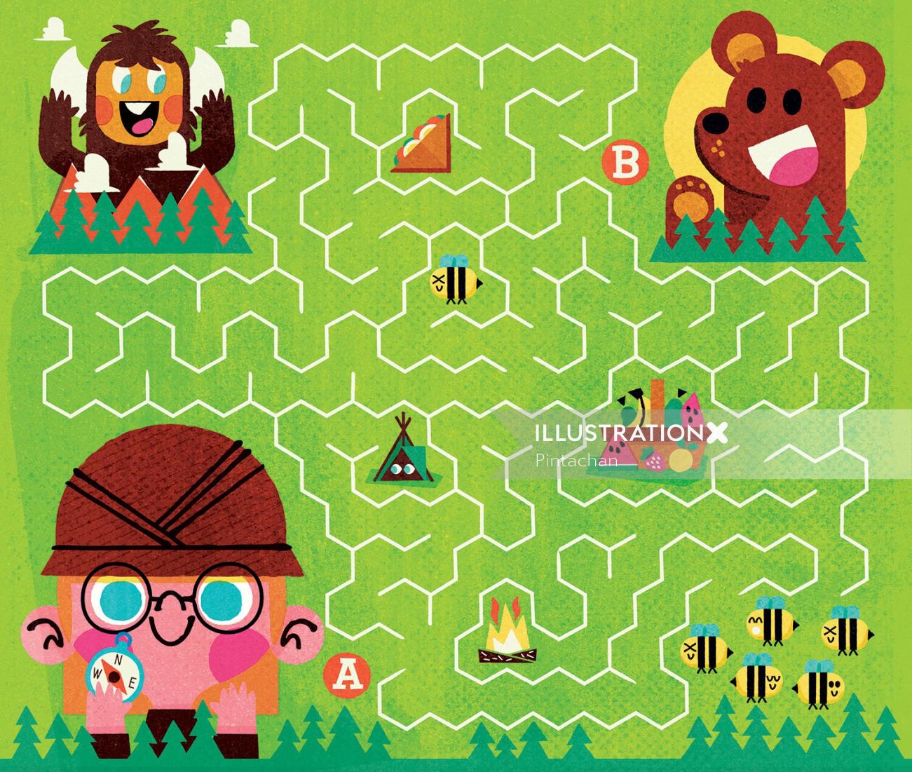 Ilustração do jogo de quebra-cabeça para crianças