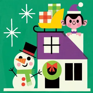 Decorative Christmas house by Child and Snowman